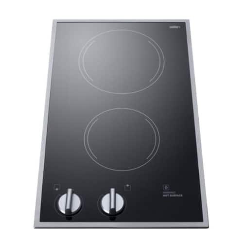 Summit Appliance - 12 in. Wide 2 Element Built-In Electric Cooktop with Residual Heat Indicator - Black