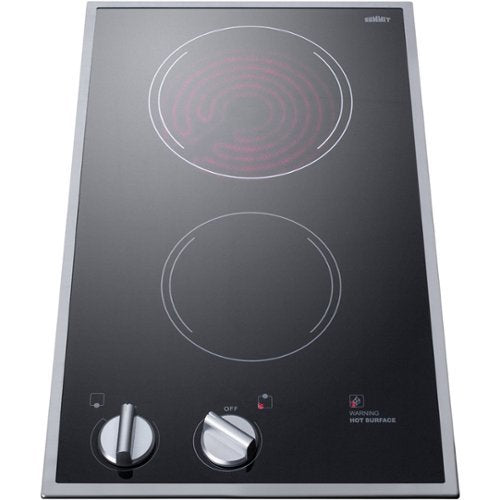 Summit Appliance - 12 in. Wide 2 Element Built-In Electric Cooktop with Residual Heat Indicator - Black
