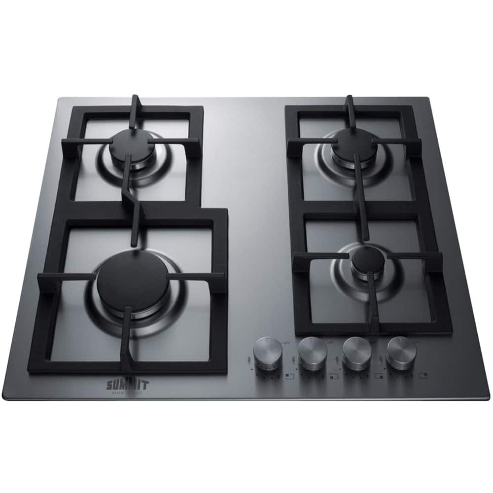 Summit Appliance - 24 in. Wide 4 Burner Built-In Gas Cooktop - Stainless Steel