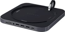 Satechi - Type-C Aluminum Stand and Hub for Mac Mini & Mac Studio - USB-C Data Port, Micro/SD Card Reader, 3 USB 3.0 & Audio Jack - Space Gray