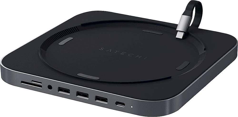 Satechi - Type-C Aluminum Stand and Hub for Mac Mini & Mac Studio - USB-C Data Port, Micro/SD Card Reader, 3 USB 3.0 & Audio Jack - Space Gray
