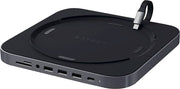 Satechi - Type-C Aluminum Stand and Hub for Mac Mini & Mac Studio - USB-C Data Port, Micro/SD Card Reader, 3 USB 3.0 & Audio Jack - Space Gray