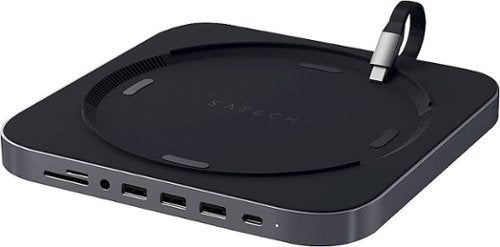 Satechi - Type-C Aluminum Stand and Hub for Mac Mini & Mac Studio - USB-C Data Port, Micro/SD Card Reader, 3 USB 3.0 & Audio Jack - Space Gray