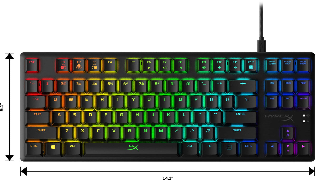 HyperX - Alloy Origins Core TKL Wired Mechanical Tactile Aqua Switch Gaming Keyboard with RGB Back Lighting - Black