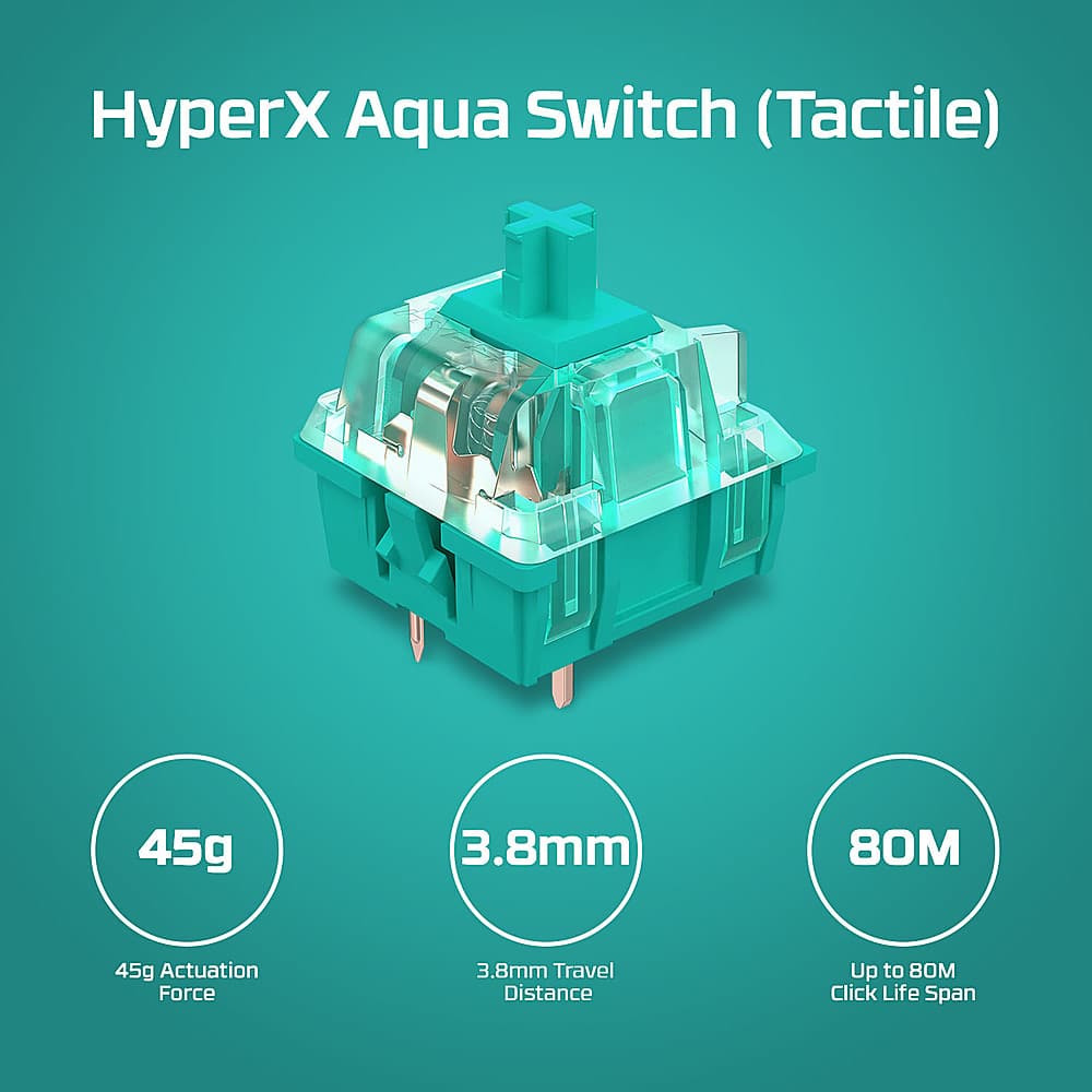 HyperX - Alloy Origins Core TKL Wired Mechanical Tactile Aqua Switch Gaming Keyboard with RGB Back Lighting - Black