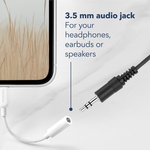 Insignia™ - Lightning to 3.5 mm Headphone Adapter - White