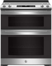 GE - 30" Wide 5 Elements 6.6 Cu. Ft. Slide-In Double Oven Electric True Convection Range w/ Self-Steam Cleaning and Air Fry - Stainless Steel
