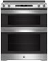 GE - 30" Wide 5 Elements 6.6 Cu. Ft. Slide-In Double Oven Electric True Convection Range w/ Self-Steam Cleaning and Air Fry - Stainless Steel