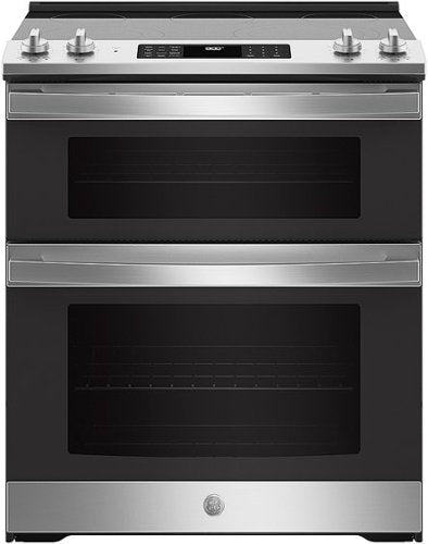 GE - 30" Wide 5 Elements 6.6 Cu. Ft. Slide-In Double Oven Electric True Convection Range w/ Self-Steam Cleaning and Air Fry - Stainless Steel