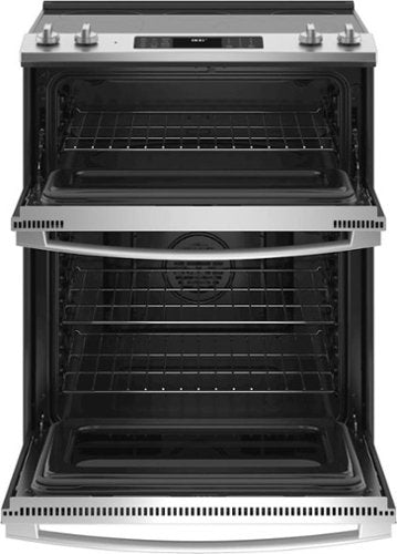 GE - 30" Wide 5 Elements 6.6 Cu. Ft. Slide-In Double Oven Electric True Convection Range w/ Self-Steam Cleaning and Air Fry - Stainless Steel