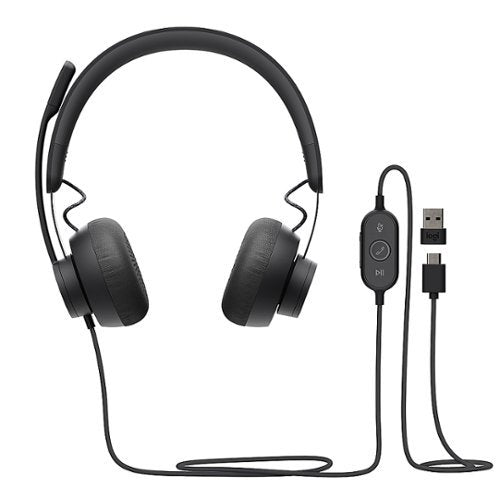 Logitech - Zone Wired Noise Cancelling On-Ear Headset for Microsoft Teams - Graphite