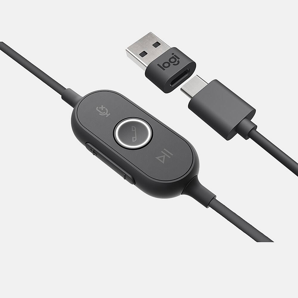 Logitech - Zone Wired Noise Cancelling On-Ear Headset for Microsoft Teams - Graphite