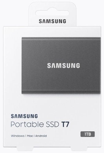 Samsung - Geek Squad Certified Refurbished T7 1TB External USB 3.2 Gen 2 Portable SSD with Hardware Encryption - Titan Gray