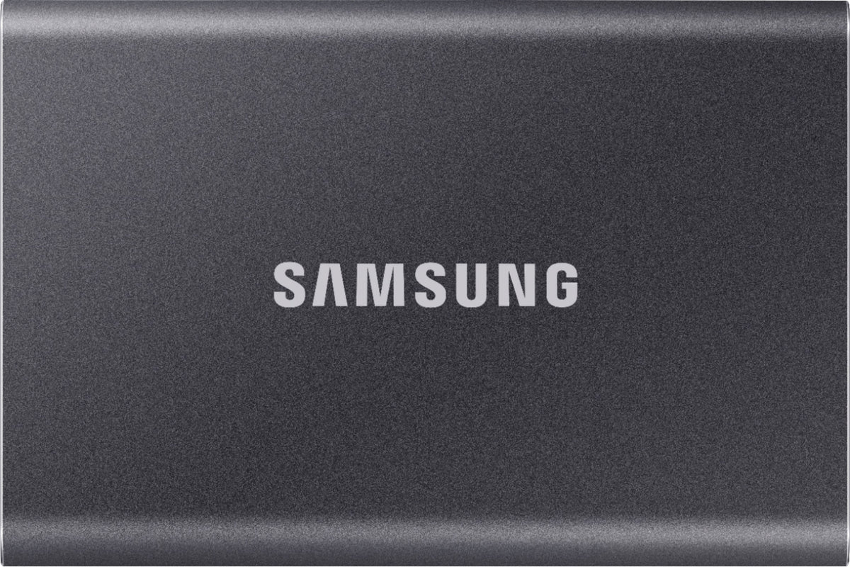 Samsung - Geek Squad Certified Refurbished T7 2TB External USB 3.2 Gen 2 Portable SSD with Hardware Encryption - Titan Gray