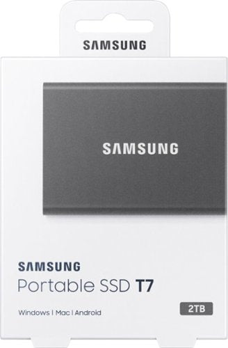 Samsung - Geek Squad Certified Refurbished T7 2TB External USB 3.2 Gen 2 Portable SSD with Hardware Encryption - Titan Gray