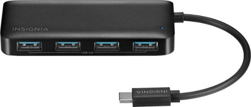 Insignia™ - 4-Port USB Hub with USB-C Connection - Black