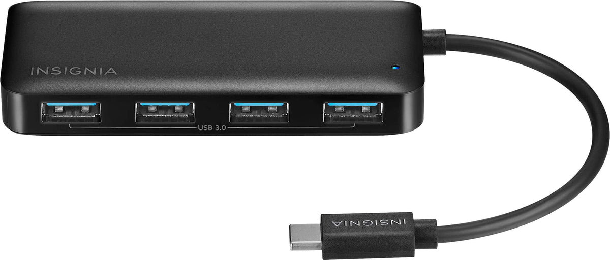 Insignia™ - 4-Port USB Hub with USB-C Connection - Black