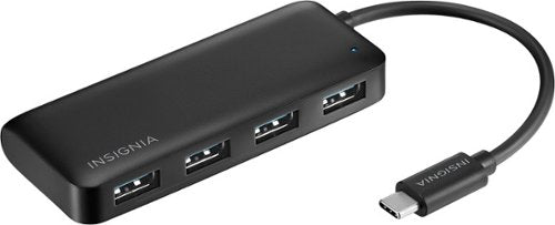 Insignia™ - 4-Port USB Hub with USB-C Connection - Black