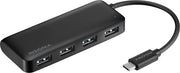 Insignia™ - 4-Port USB Hub with USB-C Connection - Black