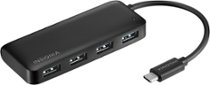 Insignia™ - 4-Port USB Hub with USB-C Connection - Black