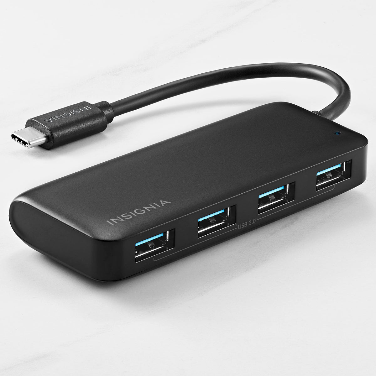 Insignia™ - 4-Port USB Hub with USB-C Connection - Black