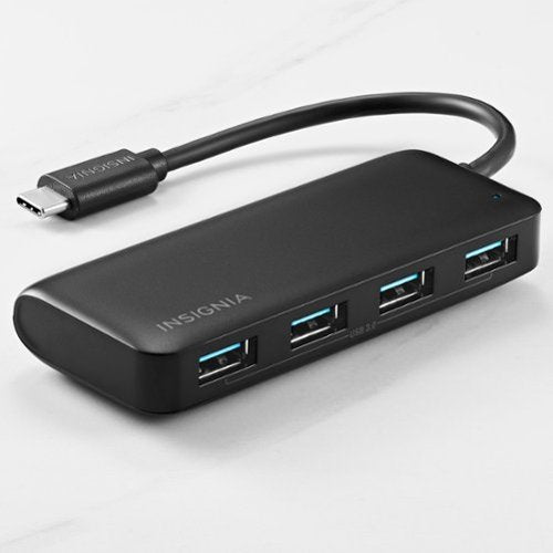 Insignia™ - 4-Port USB Hub with USB-C Connection - Black