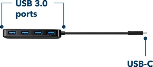 Insignia™ - 4-Port USB Hub with USB-C Connection - Black