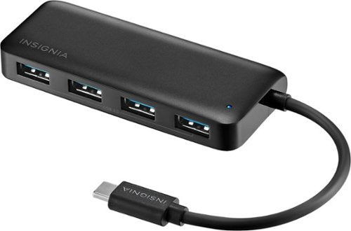 Insignia™ - 4-Port USB Hub with USB-C Connection - Black