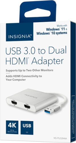 Insignia™ - USB to Dual HDMI Adapter - White