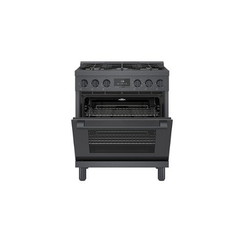 Bosch - 800 Series 30 in. Wide 3.9 cu. ft. Freestanding Dual Fuel Convection Range with 5 Dual Flame Ring Burners - Black Stainless Steel