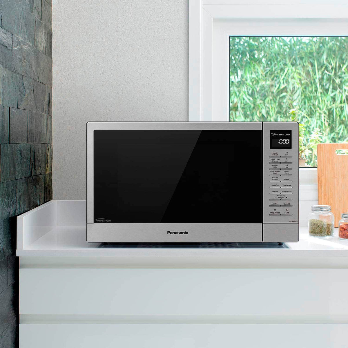 Panasonic - 1.2 Cu. Ft. 1200 Watt SN68KS Microwave with Inverter and Genius Sensor - Stainless Steel