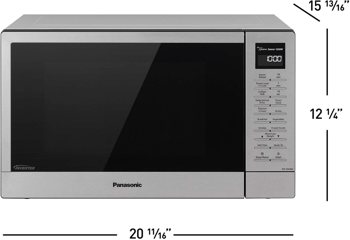 Panasonic - 1.2 Cu. Ft. 1200 Watt SN68KS Microwave with Inverter and Genius Sensor - Stainless Steel