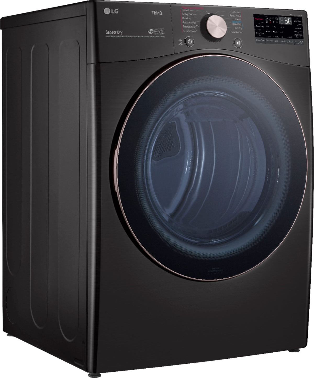 LG - 7.4 Cu. Ft. Stackable Smart Gas Dryer with Steam and Built-In Intelligence - Black Steel