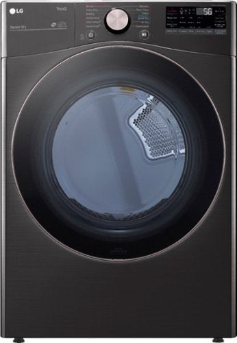 LG - 7.4 Cu. Ft. Stackable Smart Gas Dryer with Steam and Built-In Intelligence - Black Steel