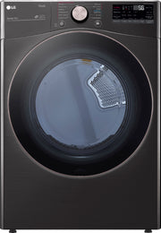 LG - 7.4 Cu. Ft. Stackable Smart Gas Dryer with Steam and Built-In Intelligence - Black Steel