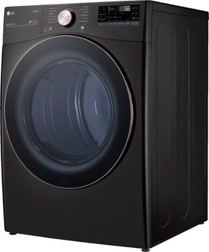 LG - 7.4 Cu. Ft. Stackable Smart Gas Dryer with Steam and Built-In Intelligence - Black Steel