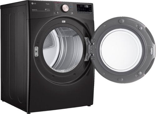 LG - 7.4 Cu. Ft. Stackable Smart Gas Dryer with Steam and Built-In Intelligence - Black Steel