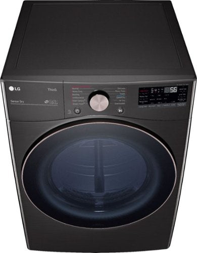 LG - 7.4 Cu. Ft. Stackable Smart Gas Dryer with Steam and Built-In Intelligence - Black Steel