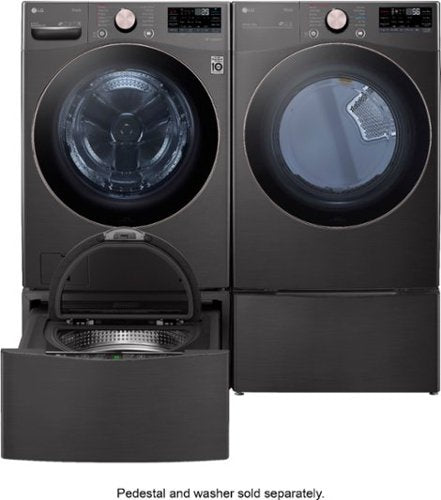 LG - 7.4 Cu. Ft. Stackable Smart Gas Dryer with Steam and Built-In Intelligence - Black Steel