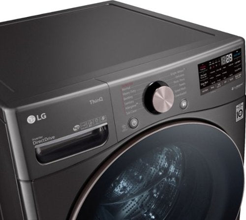 LG - 4.5 Cu. Ft. High-Efficiency Stackable Smart Front Load Washer with Steam and Built-In Intelligence - Black Steel