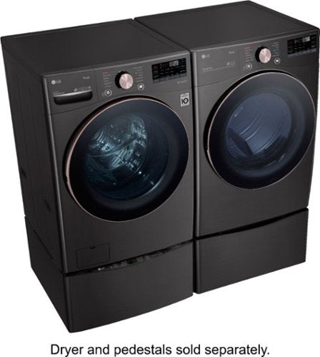 LG - 4.5 Cu. Ft. High-Efficiency Stackable Smart Front Load Washer with Steam and Built-In Intelligence - Black Steel