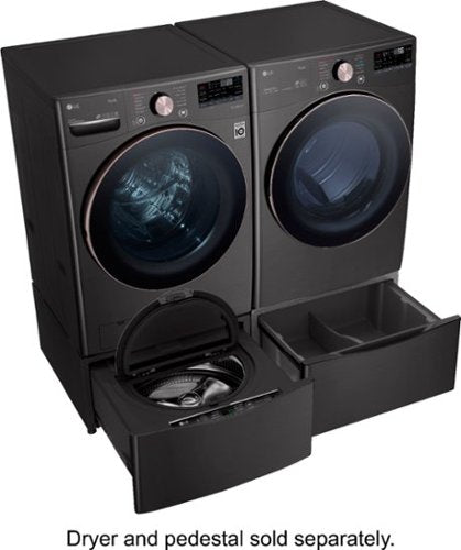 LG - 4.5 Cu. Ft. High-Efficiency Stackable Smart Front Load Washer with Steam and Built-In Intelligence - Black Steel