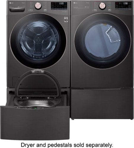 LG - 4.5 Cu. Ft. High-Efficiency Stackable Smart Front Load Washer with Steam and Built-In Intelligence - Black Steel