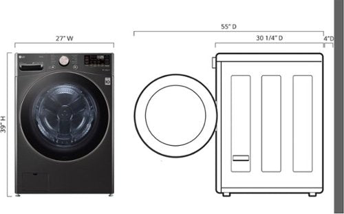 LG - 4.5 Cu. Ft. High-Efficiency Stackable Smart Front Load Washer with Steam and Built-In Intelligence - Black Steel