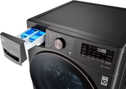 LG - 4.5 Cu. Ft. High-Efficiency Stackable Smart Front Load Washer with Steam and Built-In Intelligence - Black Steel