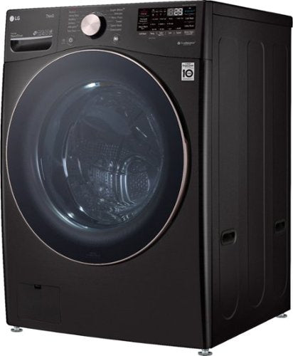 LG - 4.5 Cu. Ft. High-Efficiency Stackable Smart Front Load Washer with Steam and Built-In Intelligence - Black Steel