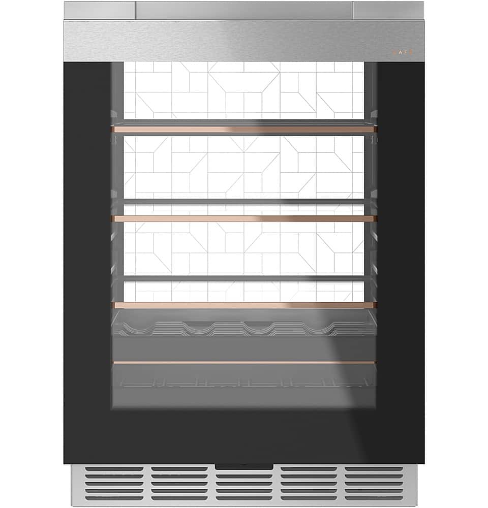 Café - 14-Bottle 126-Can Built-In Beverage Cooler with Wi-Fi - Platinum Glass