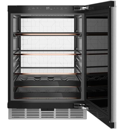 Café - 14-Bottle 126-Can Built-In Beverage Cooler with Wi-Fi - Platinum Glass