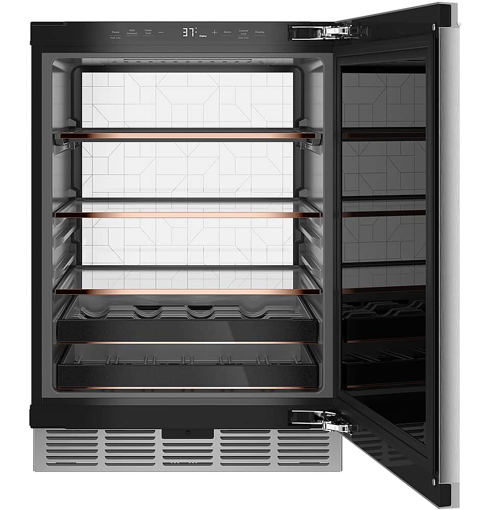 Café - 14-Bottle 126-Can Built-In Beverage Cooler with Wi-Fi - Platinum Glass