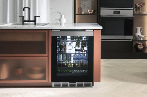 Café - 14-Bottle 126-Can Built-In Beverage Cooler with Wi-Fi - Platinum Glass